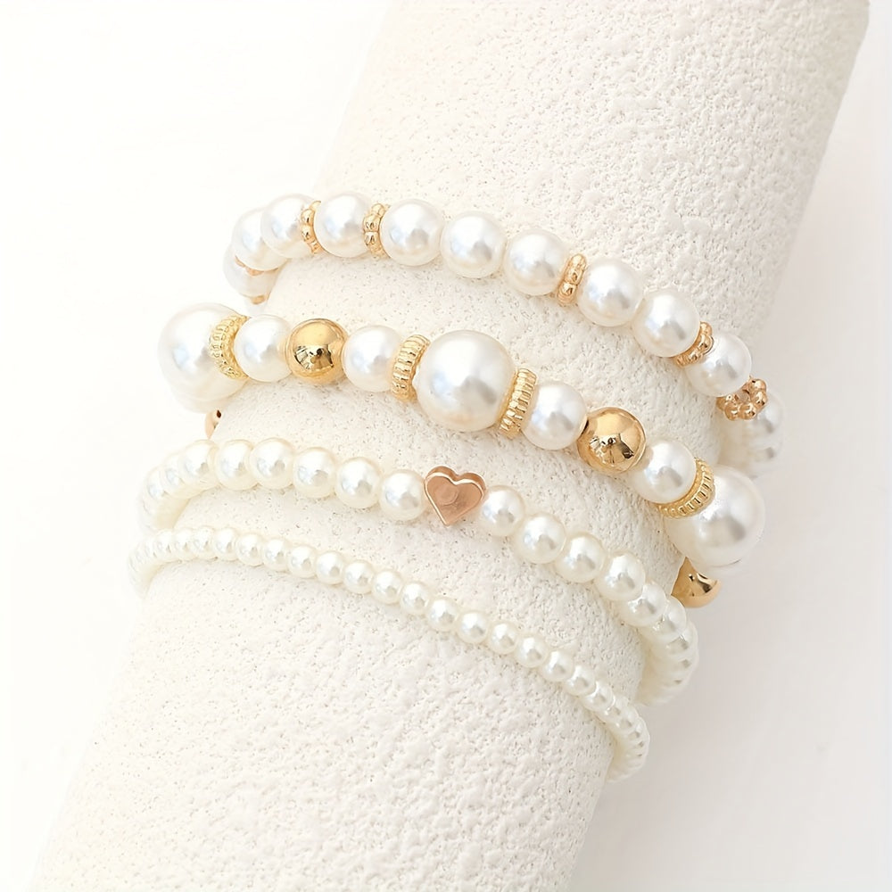 Vivianne | Women's elegant pearl bracelet set | White