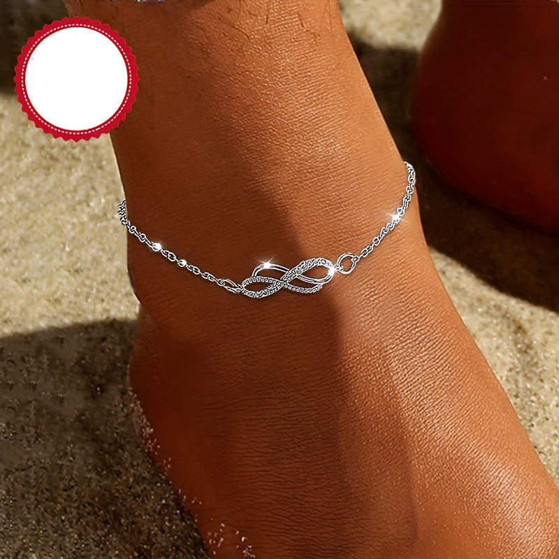 Zayla | Women's infinity ankle bracelet with vintage look | Silver