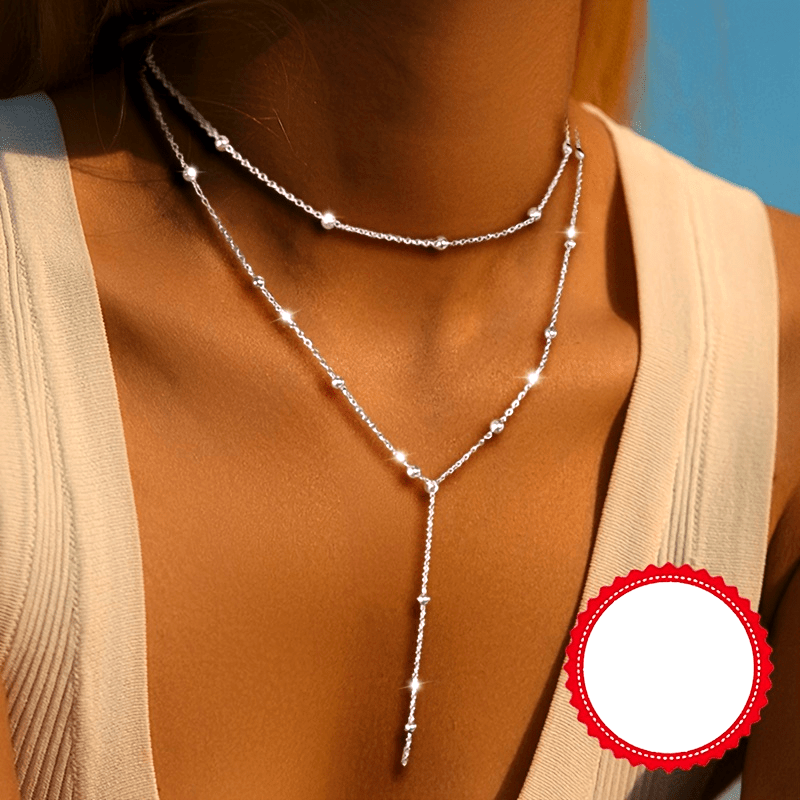 Liora | Women's elegant boho necklace with cross pendant | Silver