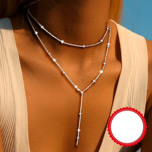 Liora | Women's elegant boho necklace with cross pendant | Silver