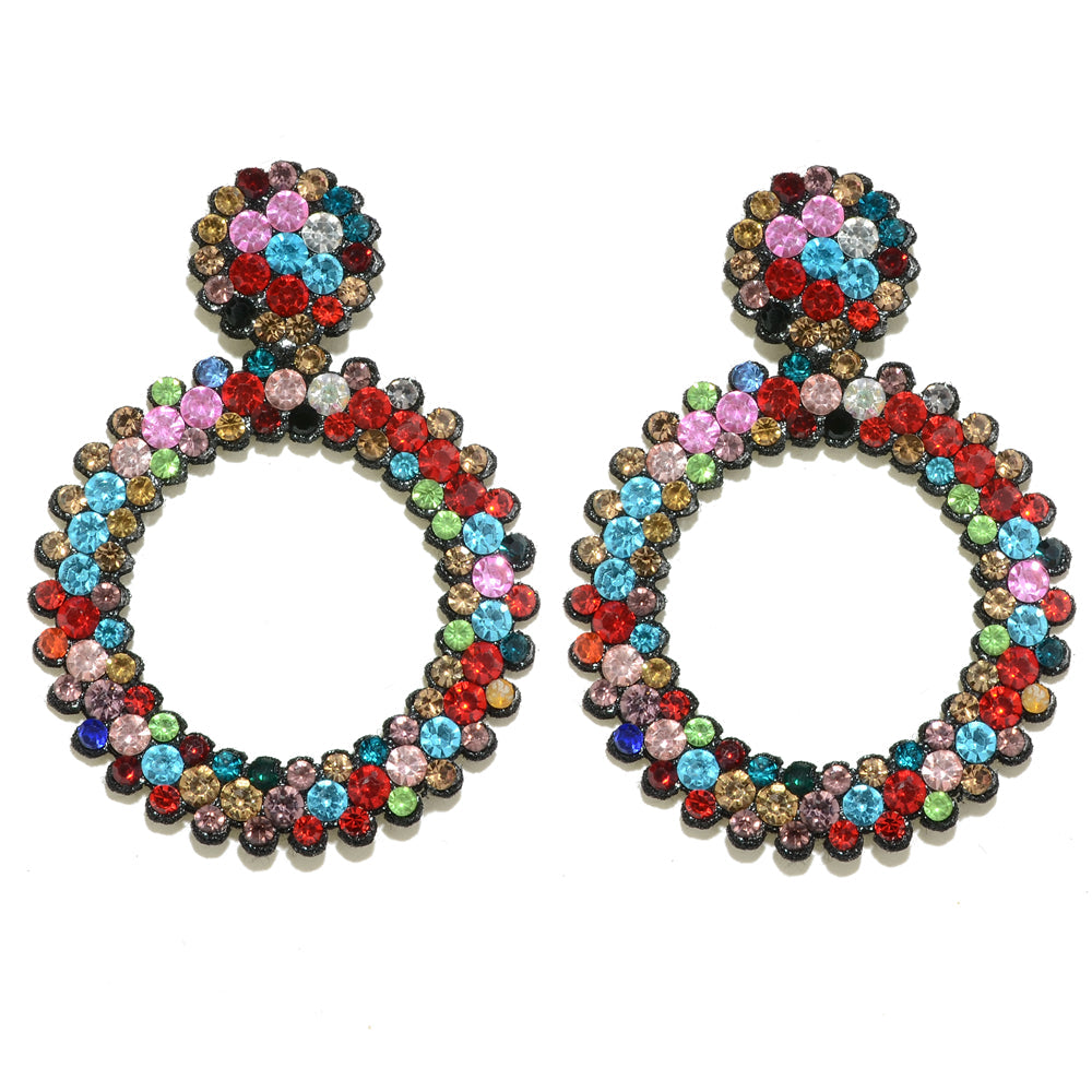 Vivelya | Women's Colorful Rhinestone Stud Earrings | Colorful