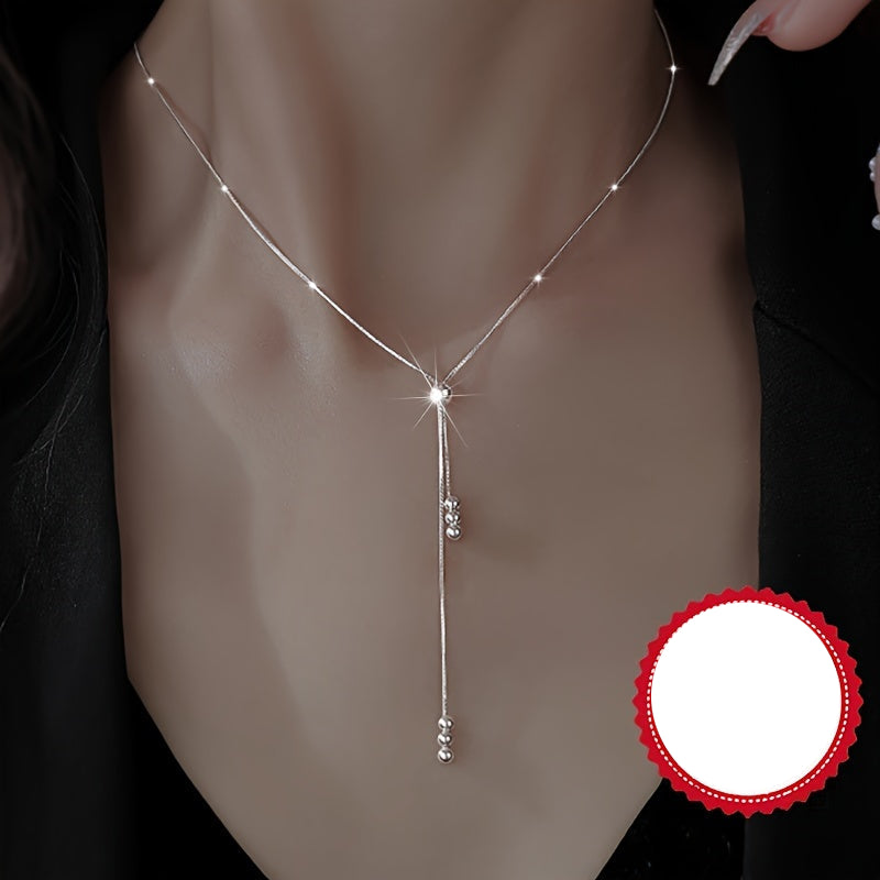 Ysolde | Ladies adjustable Y-shaped necklace with vintage shine | Silver