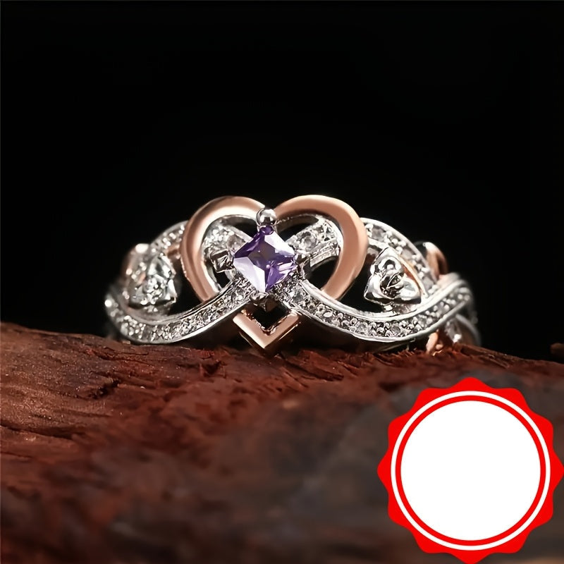 Amarila | Ladies infinity heart ring with purple zirconia | Silver