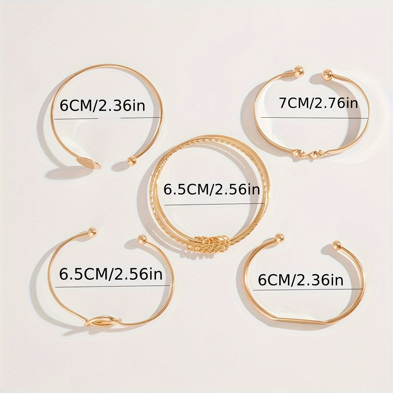 Amelise | Women's minimalist bracelet set with shiny geometry | Gold