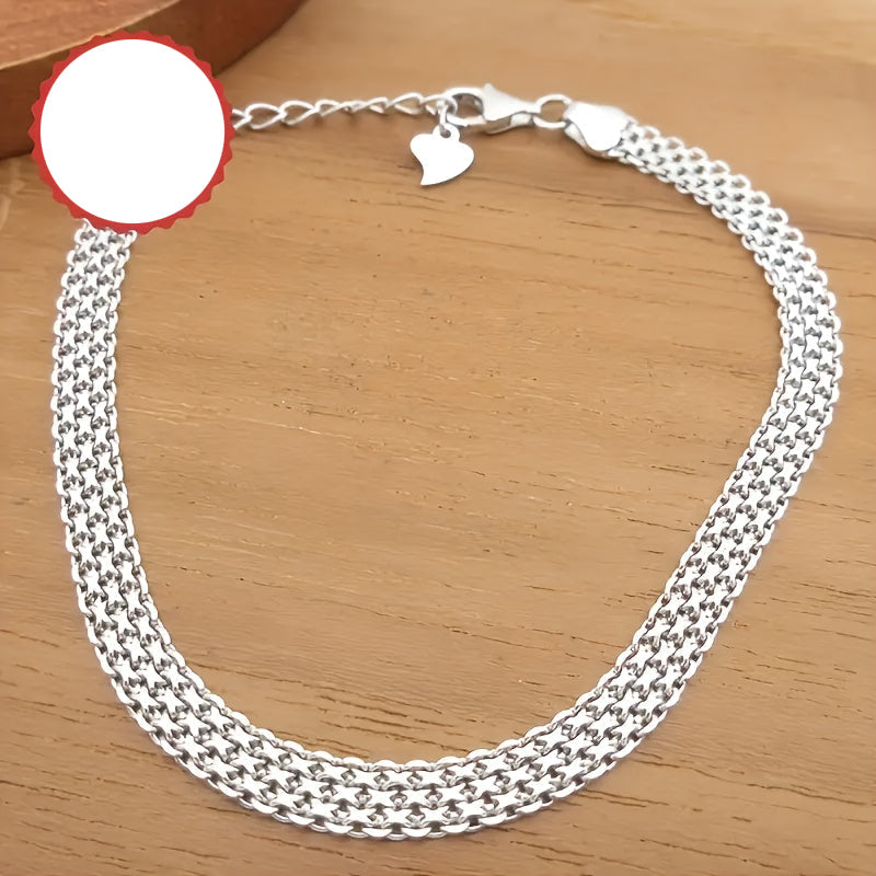 Auron | Unisex Sparkling Link Bracelet | Silver
