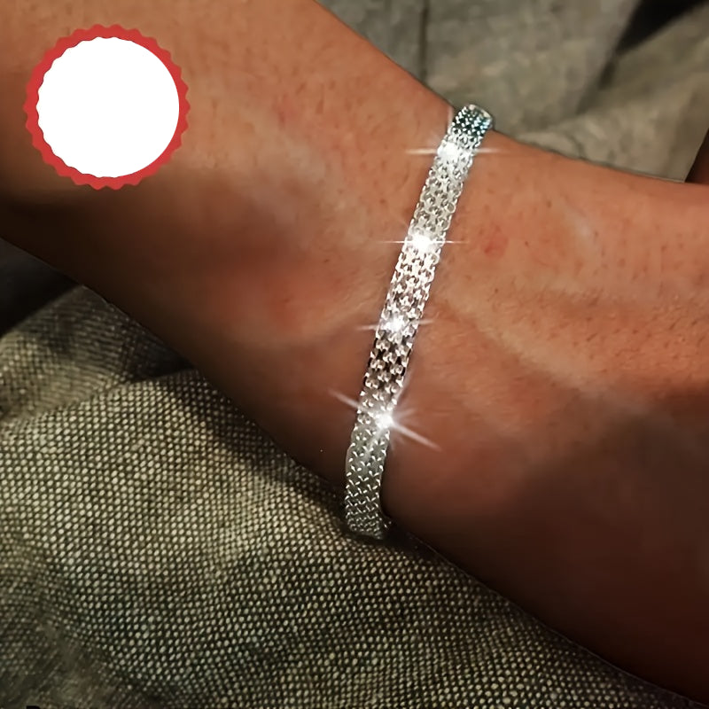 Auron | Unisex Sparkling Link Bracelet | Silver