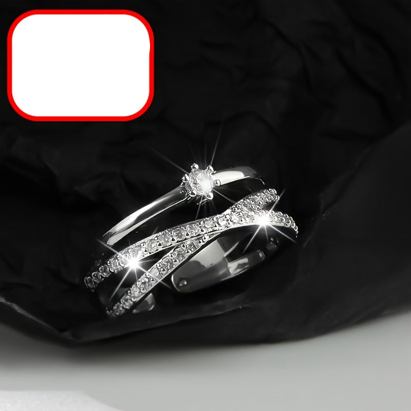 Alveria | Women's stylish open ring with cross design | Silver