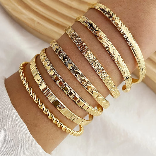 Zanelya | Women's vintage bracelet set with open cuffs | Gold