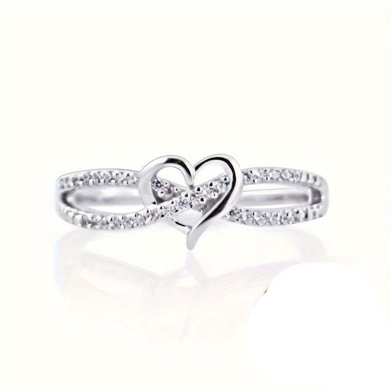Amelien | Ladies Heart Shaped Infinity Ring | Silver