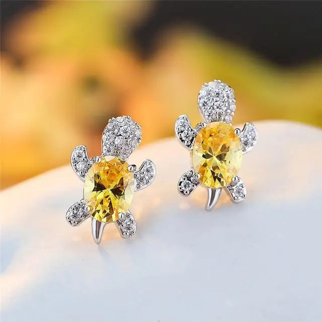 Sea Turtle Earrings made of Zirconium and Silver