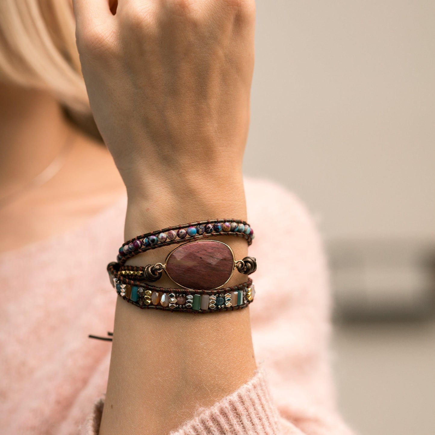 Rhodara | Women's Healing Wrap Bracelet | Red