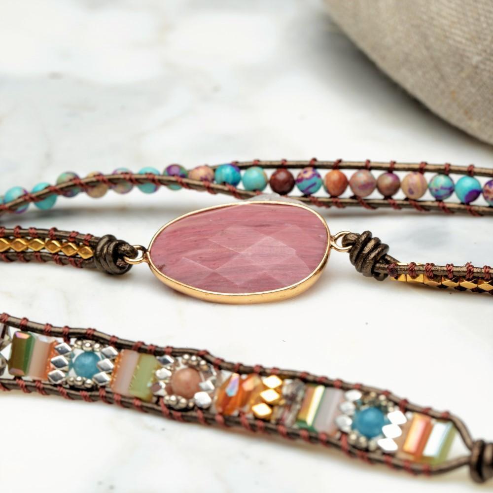 Rhodara | Women's Healing Wrap Bracelet | Red